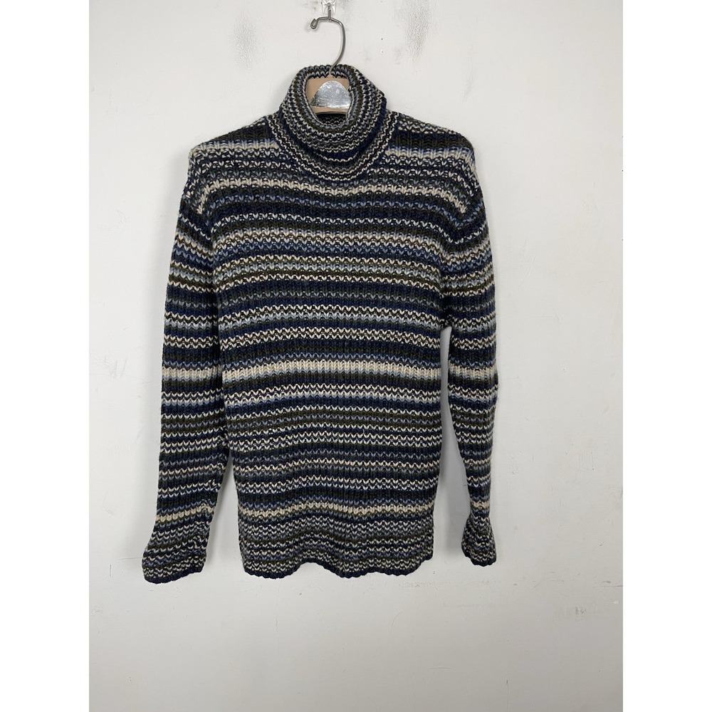 GAP Womens Sweater Large Fisherman 100% Lambswool Hiking Rugged Outdoor Striped